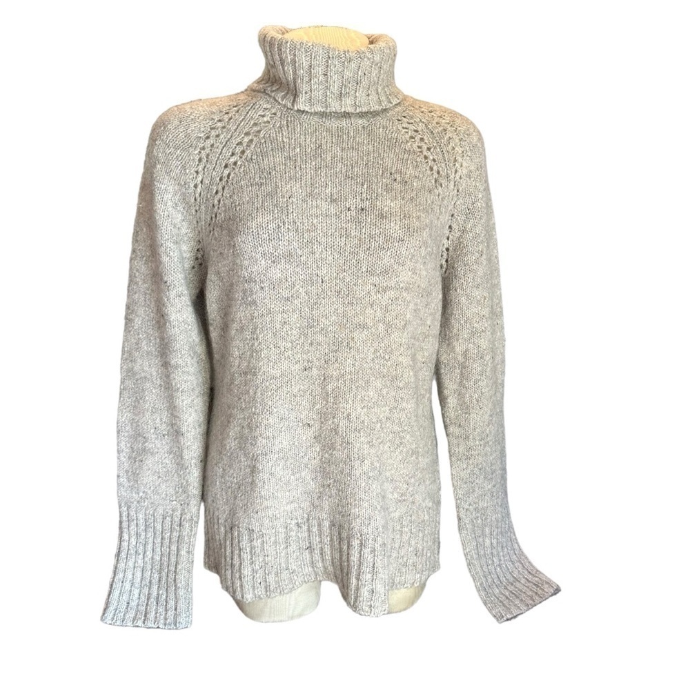 Ann Taylor LOFT Wool Mohair Beige Turtleneck Sweater Size Large - Picture 3 of 8